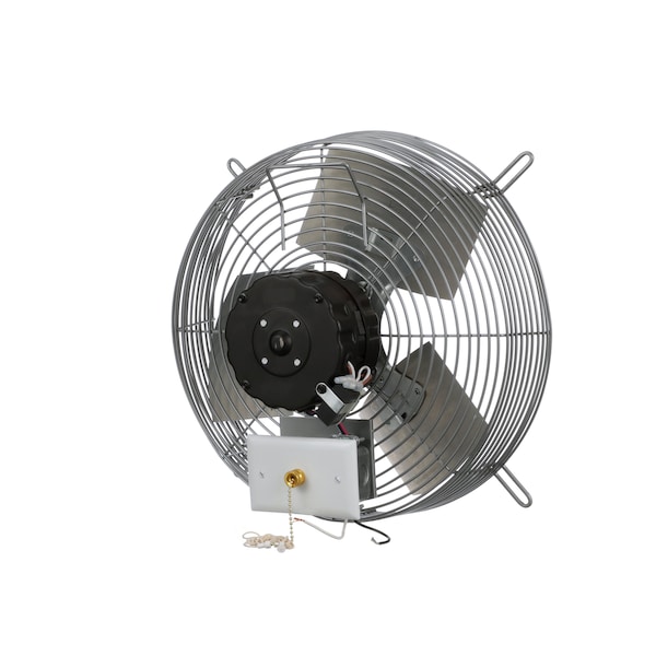 Exhaust Fan, 14" TEAO Motor, 120V, Wire Guard, 1/8HP, 3-Speed, Gray
